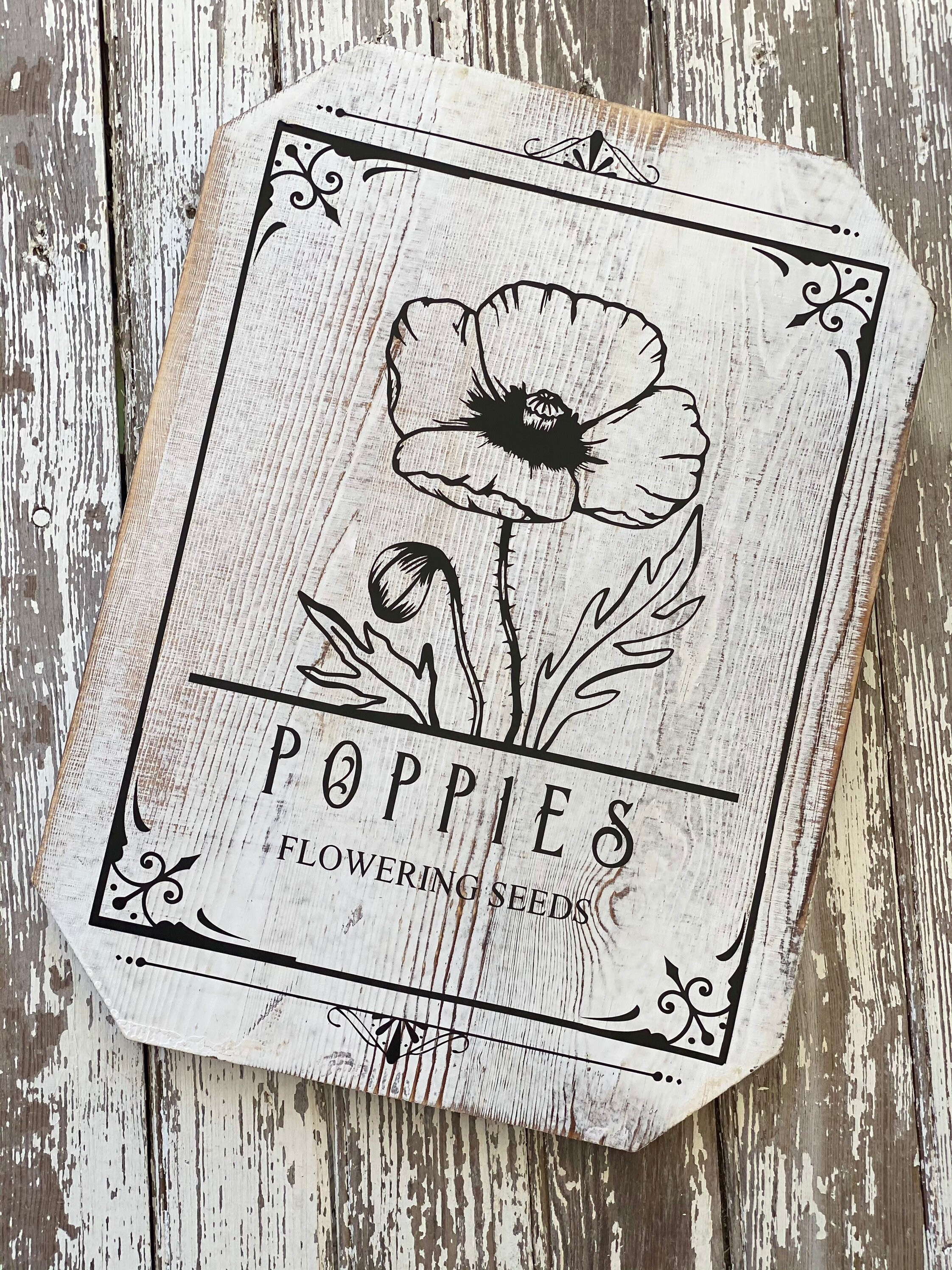 Reversible Rustic Flower Wood Sign Etsy