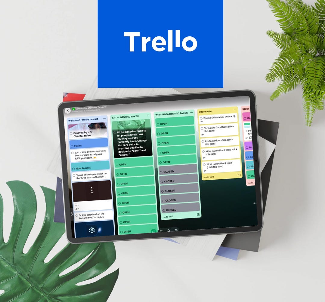 Trello Commission Queue Example Commission Workflow Trello Template for Artists & Writers - Etsy