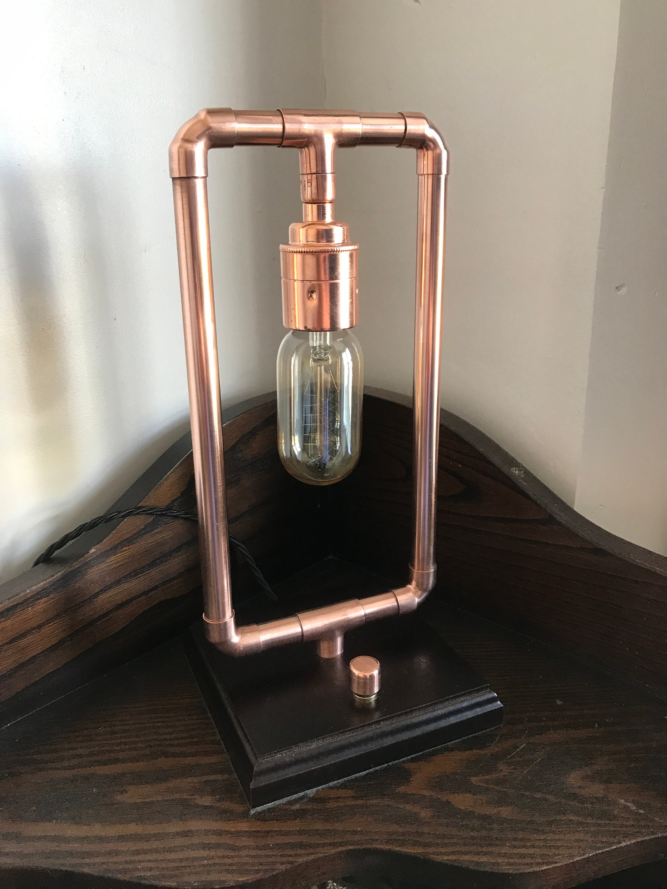 Copper Pipe Lamp Industrial Table Lamp Steampunk Desk Etsy