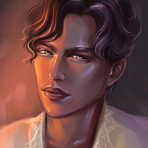 Puede incluir: Un retrato de una persona con cabello casta&ntilde;o oscuro y una camisa blanca con un patr&oacute;n decorativo. La persona tiene una expresi&oacute;n seria y sus ojos miran directamente al espectador.