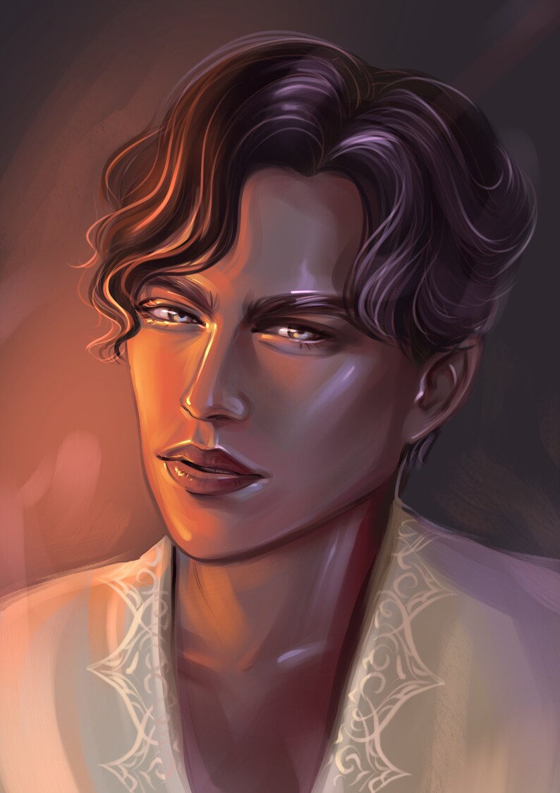 Puede incluir: Un retrato de una persona con cabello casta&ntilde;o oscuro y una camisa blanca con un patr&oacute;n decorativo. La persona tiene una expresi&oacute;n seria y sus ojos miran directamente al espectador.