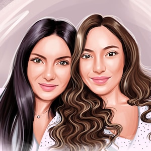 Digital couple portrait from photo - 2 persons, romantic portrait, realistic art as a great gift, art commission, Mother's day