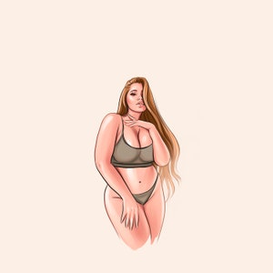 Custom Digital portrait - 1 person, personalized cartoon art from photo as a great logo or a gift Illustration, naked body art