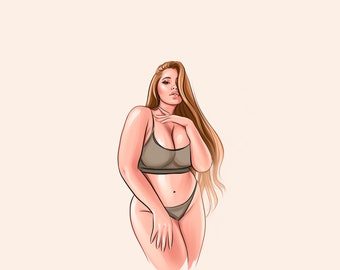 Portrait numérique personnalisé - 1 personne, oeuvre d'art personnalisée à partir d'une photo comme logo ou cadeau Illustration, oeuvre d'art corporelle nue