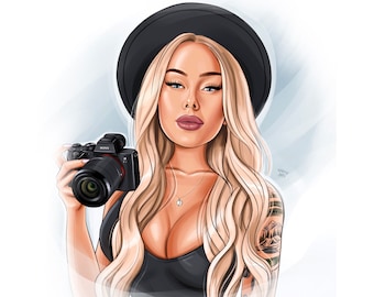 Custom Cartoon Portrait – Personalized Logo Art, Social Media Profile (Digital Download)