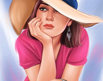 Custom Cartoon Portrait, Digital Logo (Digital Download)