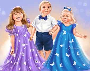Custom Family Portrait – Realistic Digital Art from Photos (Digital Download)