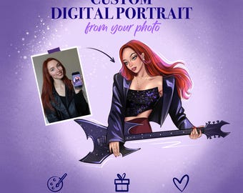 Custom Digital Portrait from Photo | Modern glam Cartoon Style | Couple Illustration | Personalized Gift | Fashion Portrait