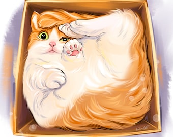 Digital pet art, custom portrait from photo, funny cartoon picture of your dog and cat