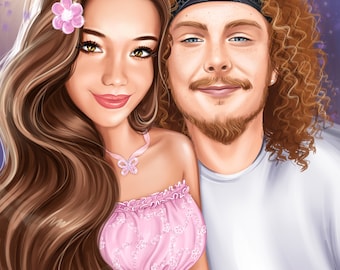 Digital Couple Portrait – Realistic Custom Art Commission (Digital Download)
