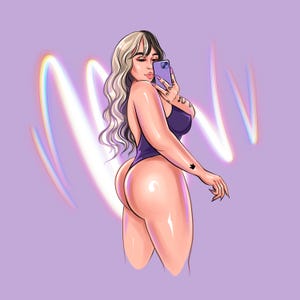 Custom Digital naked portrait - 1 person, cartoon art from photo as a great logo or a gift Illustration, body art
