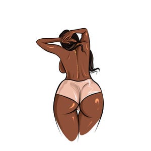 Retrato desnudo digital personalizado: 1 persona, arte de dibujos animados a partir de una foto como un gran logotipo o un regalo Ilustración, arte corporal