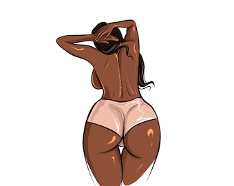 Custom Cartoon Nude Portrait – Digital Naked Art Illustration Gift (Digital file)