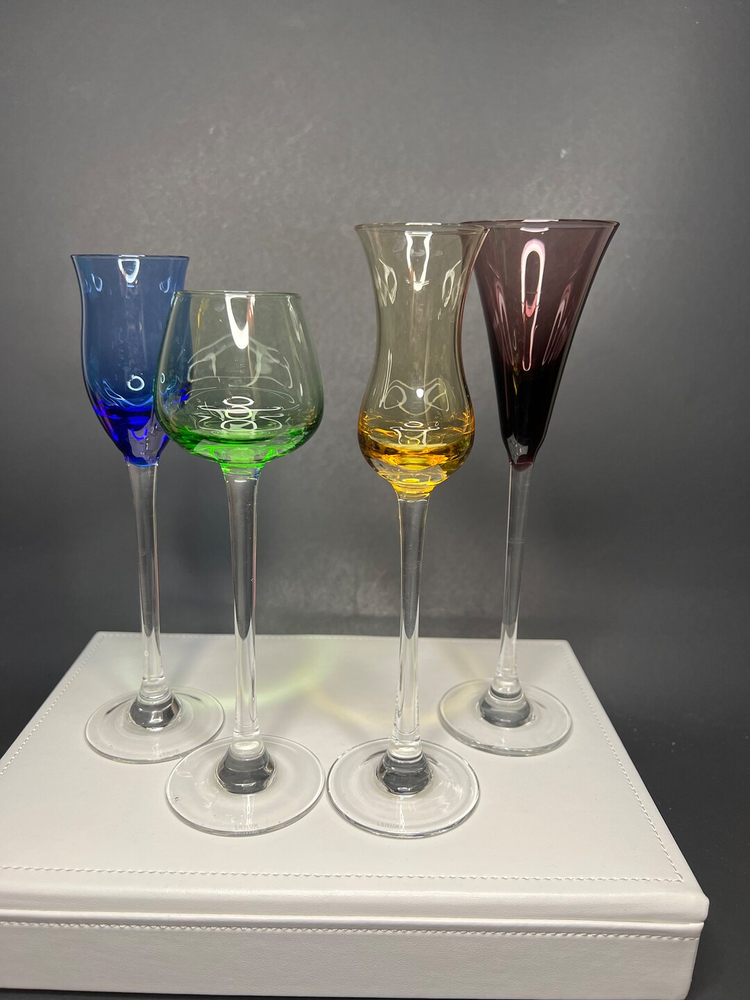 Set of 4 Lenox Assorted Color Gems Long Stem Cordial Glasses Etsy