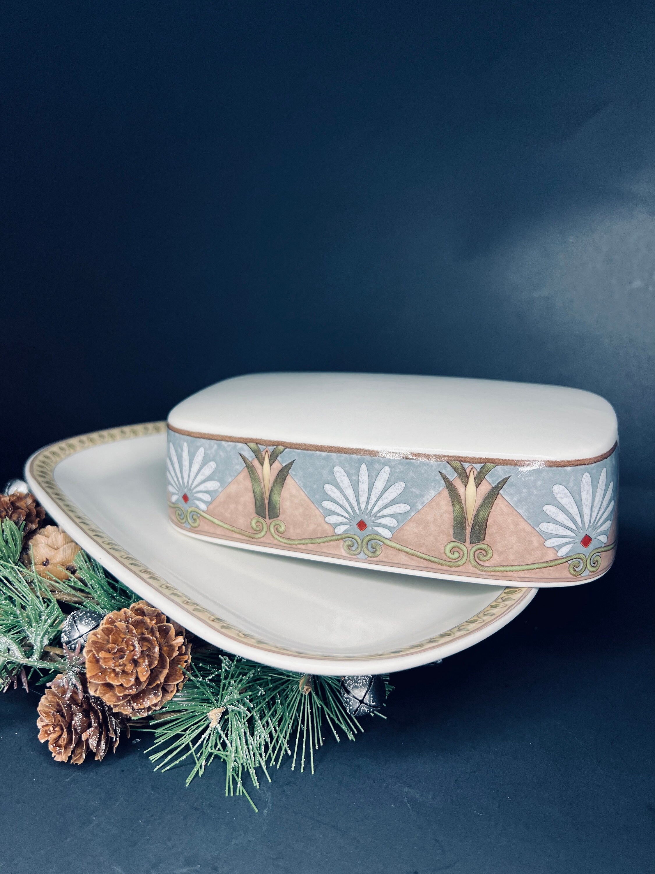 Mikasa INTAGLIO 80s Vintage Ceramic Lidded Covered Butter Dish Etsy