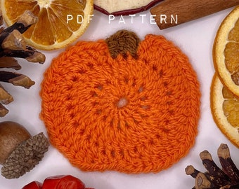 Pumpkin Coaster Crochet PDF ePattern Easy Beginner Digital Download UK and US Terms