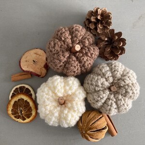 Autumn Pumpkins Home Decor Crochet Pumpkin Decorations CREAM Decorative Handmade Fall Knitted Hygge Fabric Pumpkins Neutral image 5