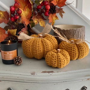 Autumn Pumpkins Home Decor Crochet Pumpkin Decorations GOLD Decorative Handmade Fall Knitted Hygge Fabric Pumpkins Golden Brass