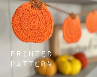 Pumpkin Garland Bunting Crochet Printed Pattern Easy Beginner UK and US Terms