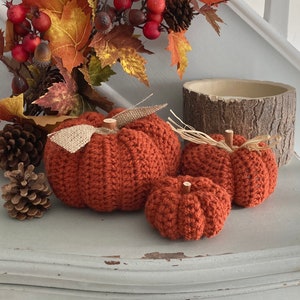 Autumn Pumpkins Home Decor Crochet Pumpkin Decorations COPPER Decorative Handmade Fall Knitted Hygge Fabric Pumpkins Rust Red