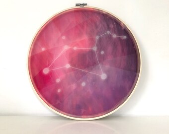 ZODIAC Constellation / Hoop art / LEO