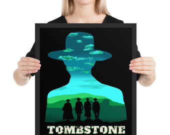 Tombstone movie poster, fine art film print (Emerald green) framed