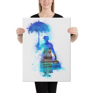 Mary Poppins watercolour print, watercolour print from painting Canvas