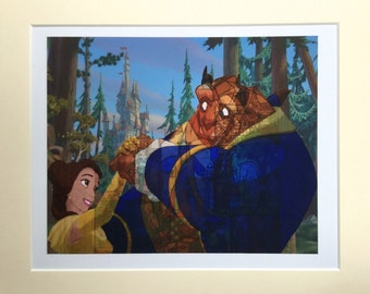 Beauty and the Beast mounted fine art print, Belle and the Beast dancing