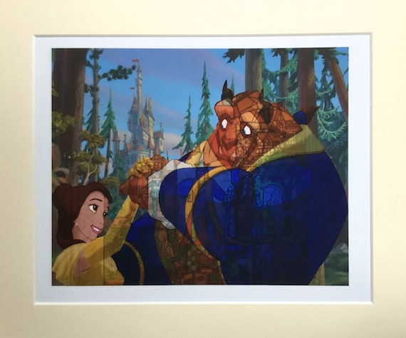 Beauty and the Beast Belle and Beast Dancing Art Framed Textured Picture  Print