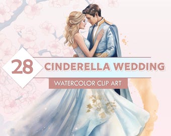 28 ClipArt di nozze di Cenerentola - Immagini di fiabe / Elementi di invito fai da te / PNG trasparenti / Principe azzurro / Scarpetta di vetro / Zucca