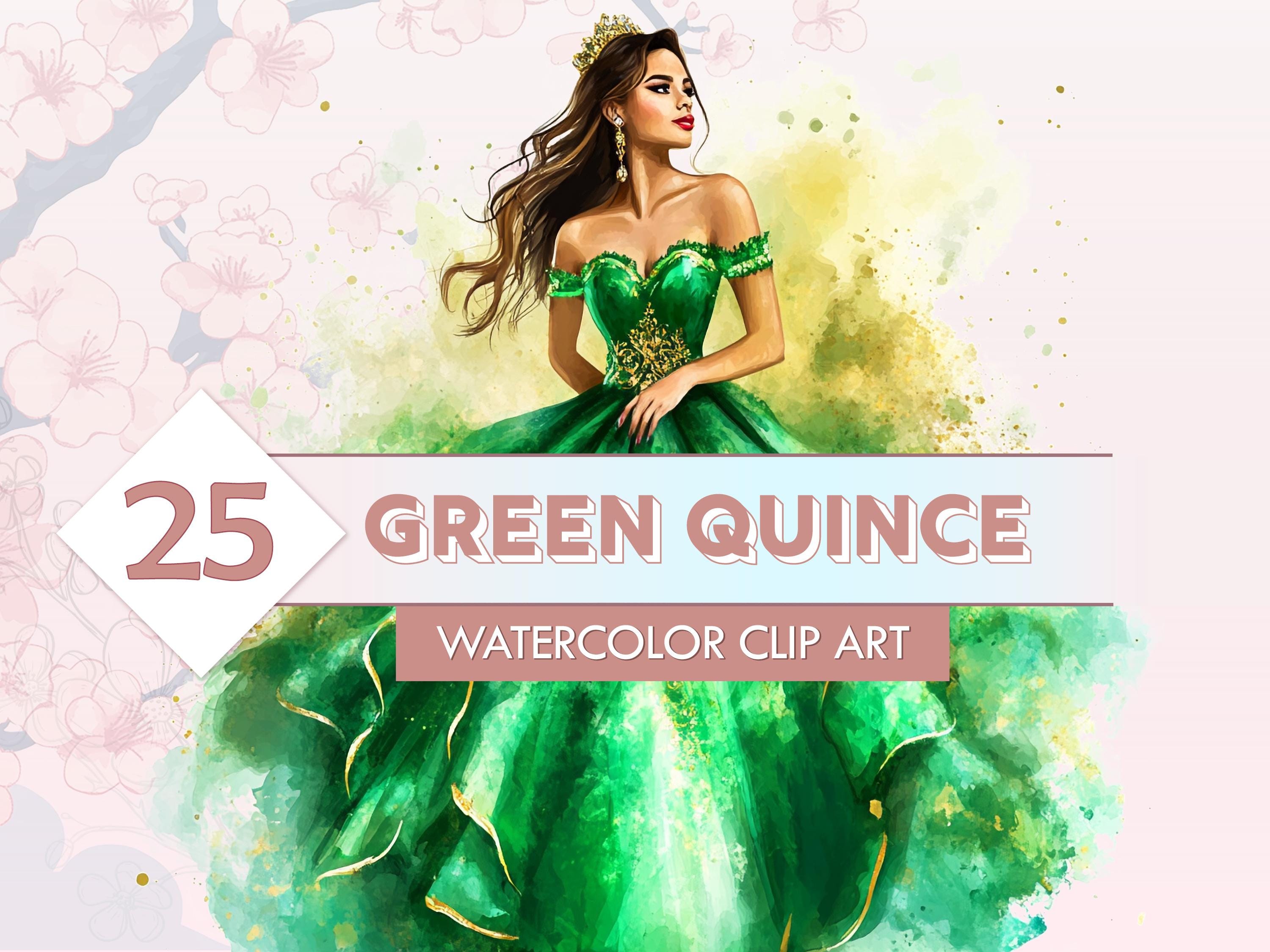 Emerald Green Quinceanera Dress Png - Etsy