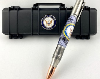 US Navy Bolt Action Pen (USN) - marineblauw pensioencadeau - marinepen - handgemaakte pen - marineblauw cadeau - marineblauw kerstcadeau - veteranencadeau