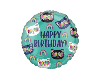 Palloncino di buon compleanno con gattino carino / Compleanno di una bambina / Gattini adorabili