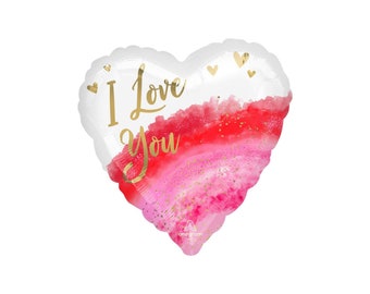 I Love You Balloons | Watercolour Geode Love Heart | Valentines Day