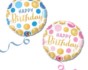 Gold Dots Happy Birthday Mylar Balloon | Party Decor (18" Inch)