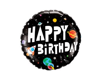 Happy Birthday | Galaxy Birthday Balloons | To the Moon Baby Shower  | Outer Space Party | Astronaut | Space Balloon Decor