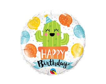 Happy Birthday Potted Cactus Balloon | Cactus | Plants | Birthday Balloons | Party Decorations | Greenery Balloon Decor