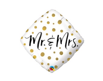 Mr & Mrs Foil Balloons | Bridal Shower Balloons | Happy Engagement | Gold Dots