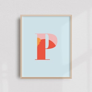 Letter P Printable / Monogram Alphabet Initial / Alphabet typography / Nursery Wall Art / Kids Room Decor Print / Home Decor