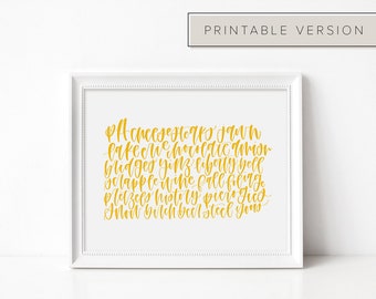 Printable Handwritten Pennsylvania Words Art (Yellow) // Philadelphia Calligraphy, PA State Decor, Pennsylvania Typography, Pittsburgh Art