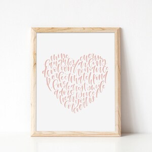 Printable Handwritten Heart Words Art // Printable Romantic Gift ...