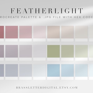 Featherlight Color Palette (Procreate Palette & JPG with Hex Codes) // Procreate Swatches, Color Swatches, Branding Colors