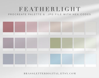 Federlicht Farbpalette (Procreate Palette & JPG mit Hex Codes) / Procreate Swatches, Color Swatches, Branding Colors