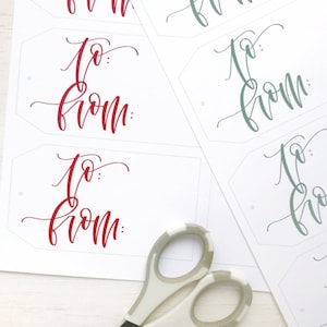Printable To/from Gift Tags With Handwritten Modern Calligraphy ...