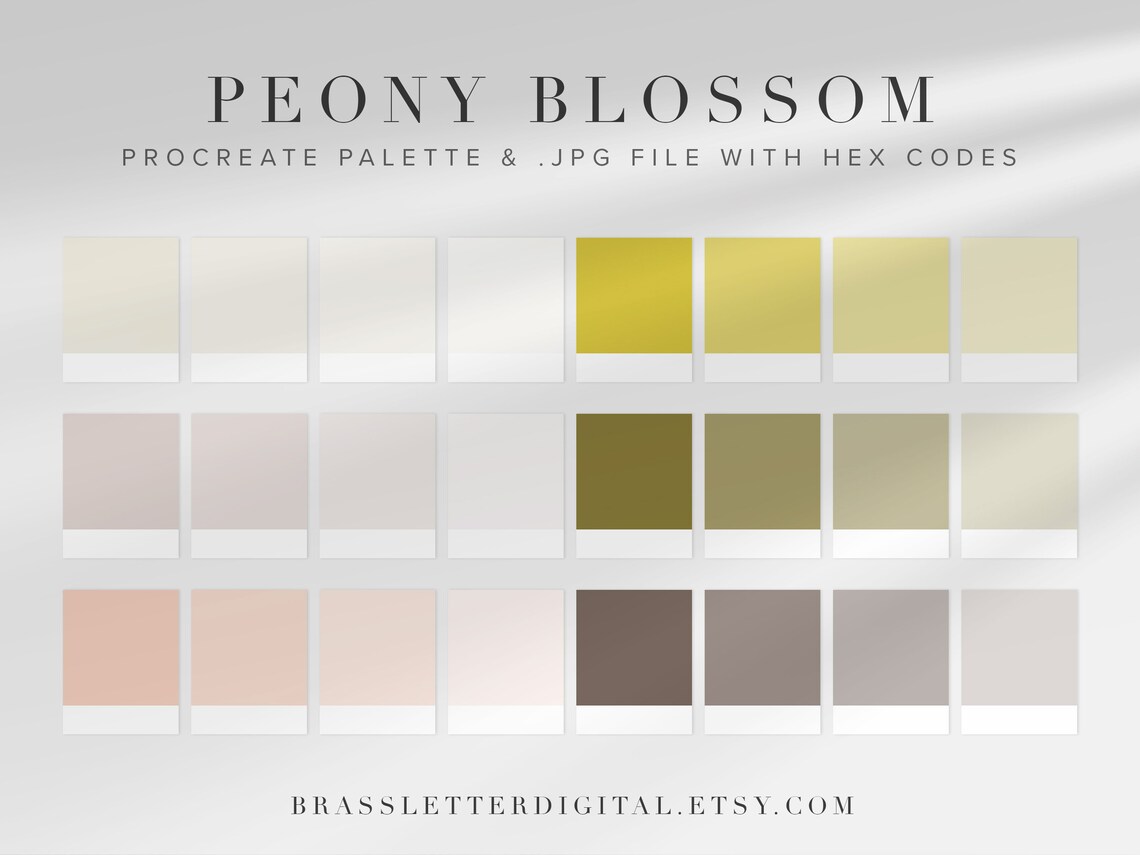 Peony Color Code Peony Blossom Color Palette (procreate Palette & JPG With Hex Codes ...