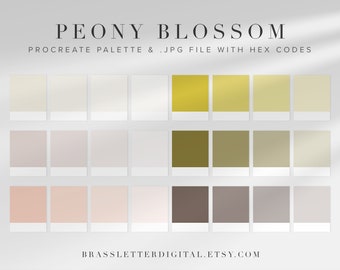 Paleta de cores Peony Blossom (paleta Procreate e JPG com códigos hexadecimais) // Procreate Swatches, Color Swatches, Branding Colors