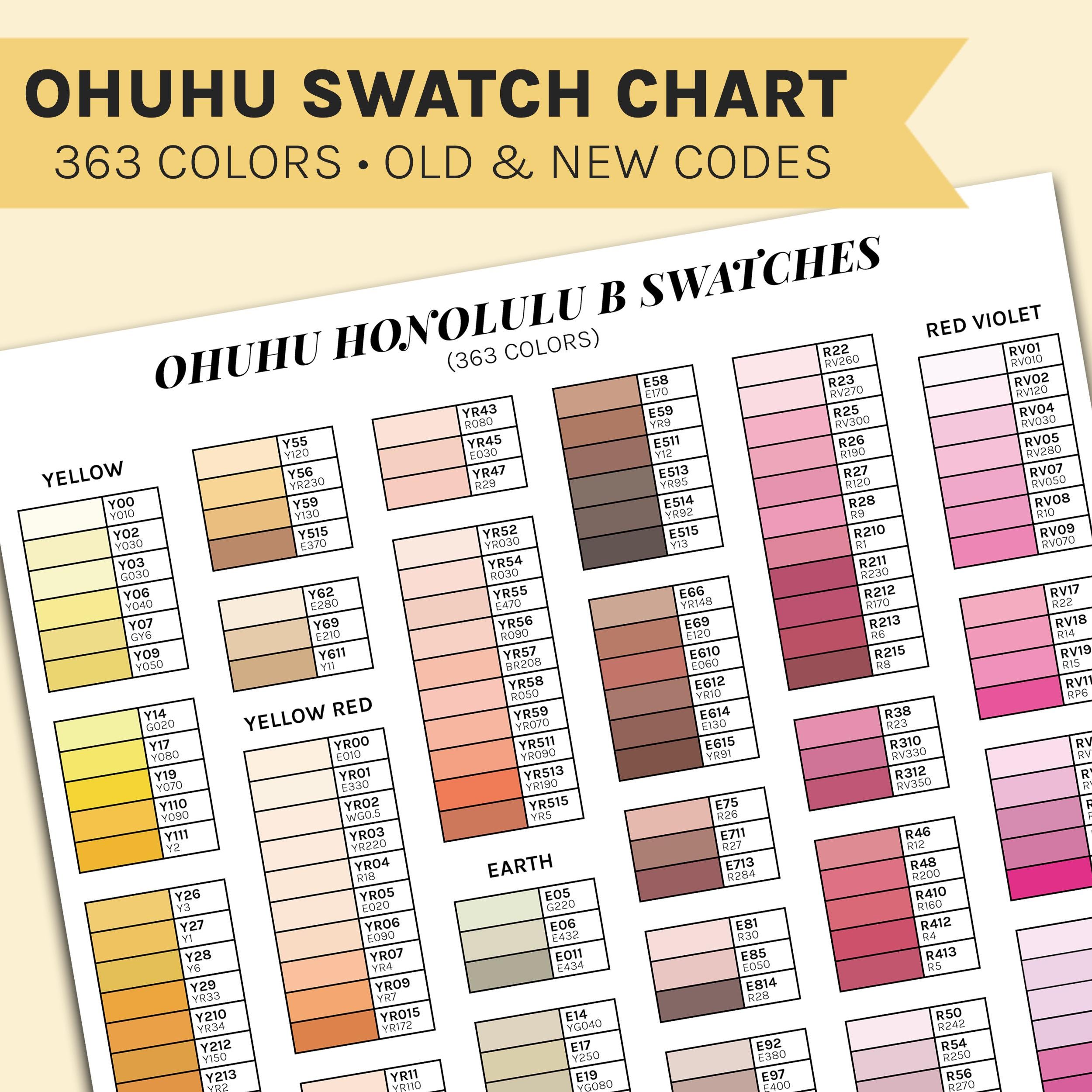 Ohuhu Honolulu B 363 Old & New Codes Swatch Sheet // Fillable and Ohuhu Honolulu B 363 Old & New Codes Swatch Sheet // Fillable and