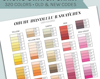 Ohuhu Honolulu B 320 Old & New Codes Swatch Sheet // Fillable and Pre-filled Swatches