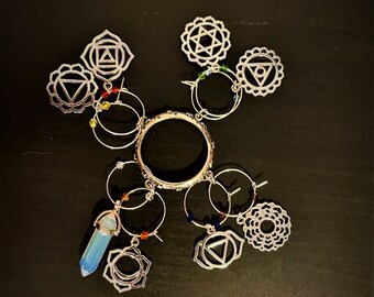 Chakra Spiritual Statement Fashion Crystals Wine Glass Charms 8 Or More Available You Pick Now