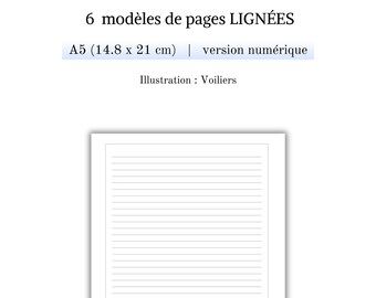 6 pages de note à lignes, illustration "Voiliers", pages d'agenda à télécharger, inserts planificateur, remplissage de planificateur